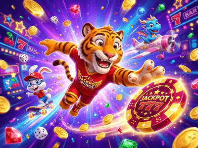 Banner premium de casino Vulkan Vegas con slots y fichas doradas
